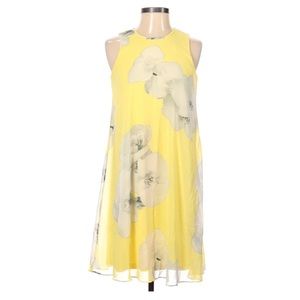 Calvin Klein Yellow Floral Casual Dress Size 8